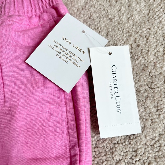 Charter Club Linen Cropped Pull-On Pink Bubble Bath Pants - Size LP - Picture 6 of 8